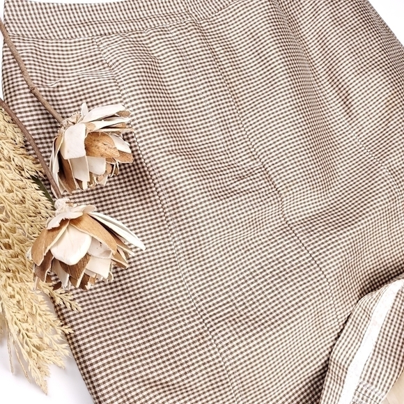 Lands' End Silk Plaid Check Silk Pencil Skirt Sz 6 - Picture 3 of 10